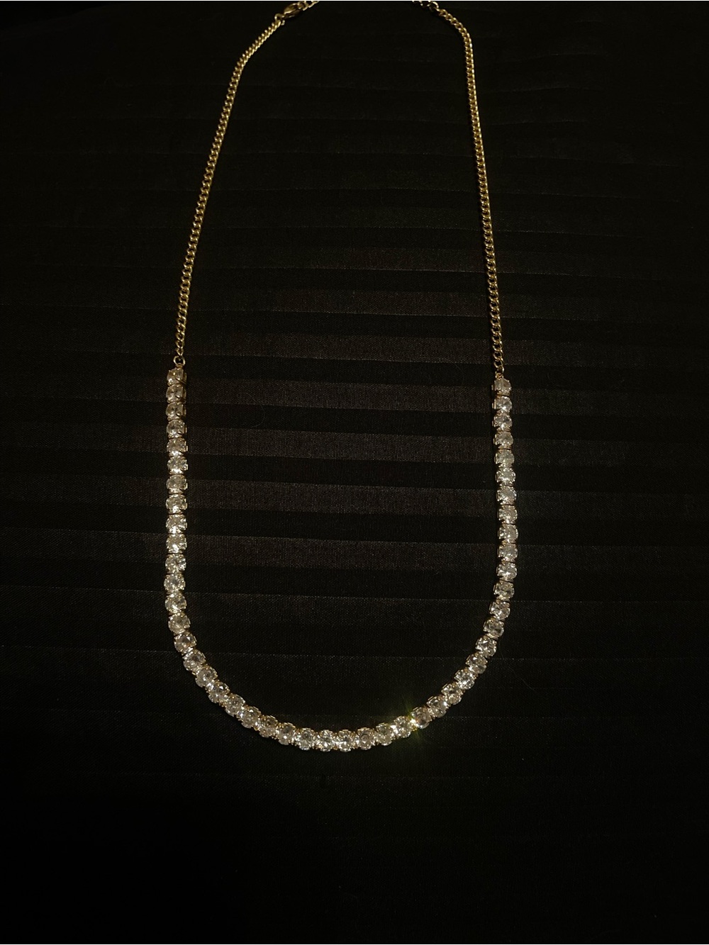 Gold-Tone Crystal Tennis Necklace - Clear Stones